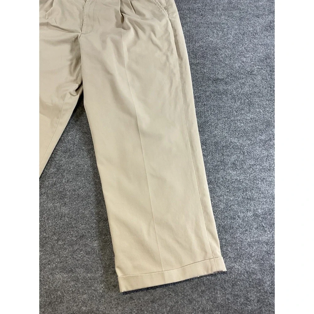 Eddie Bauer Khaki Pants Mens 40W Relaxed Fit Comfort Waist 100% Cotton Tan Casua
